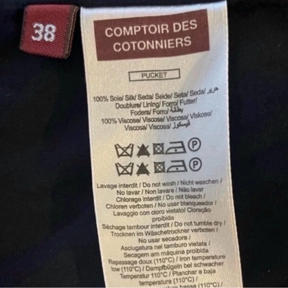 Comptoir Des Cotonniers Silk Dress Drop Waist V-Neck Abstract-Size 6 US- EUC